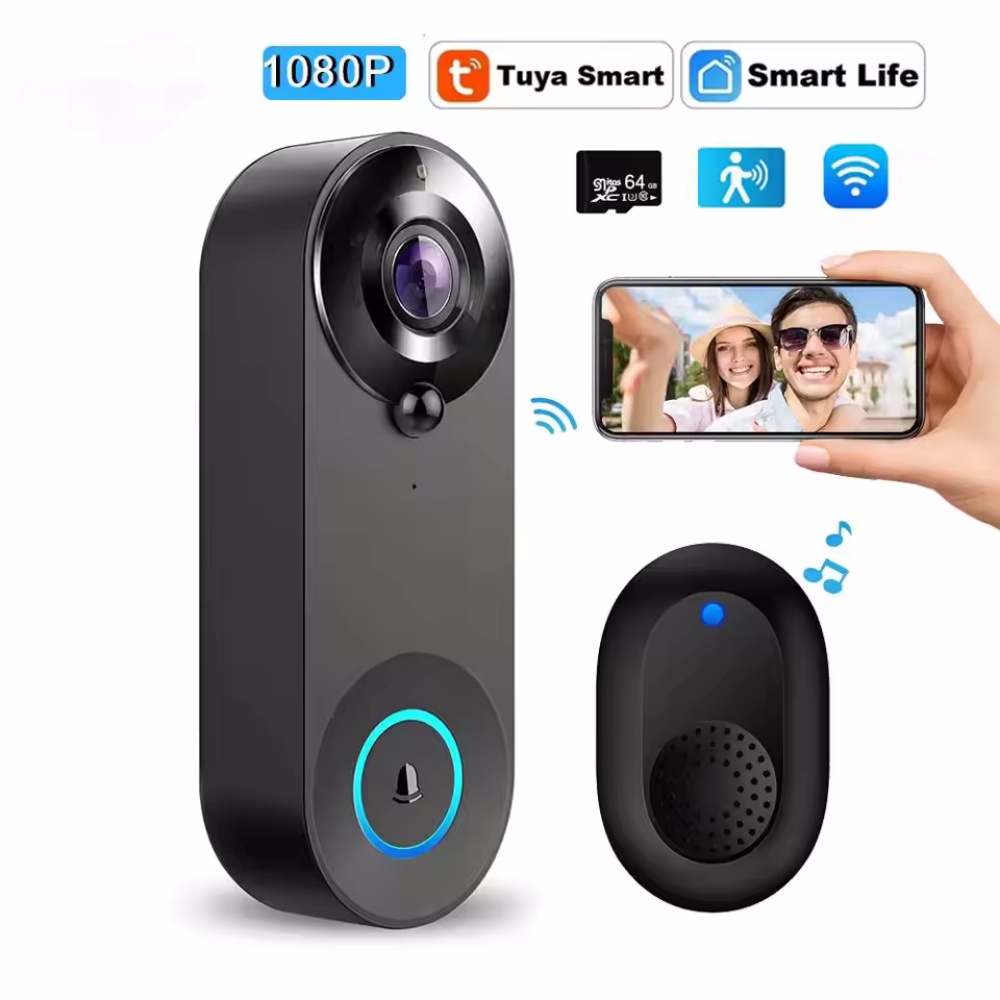 Smart Doorbell Wired - Tuya 1080p sem fio wi fi