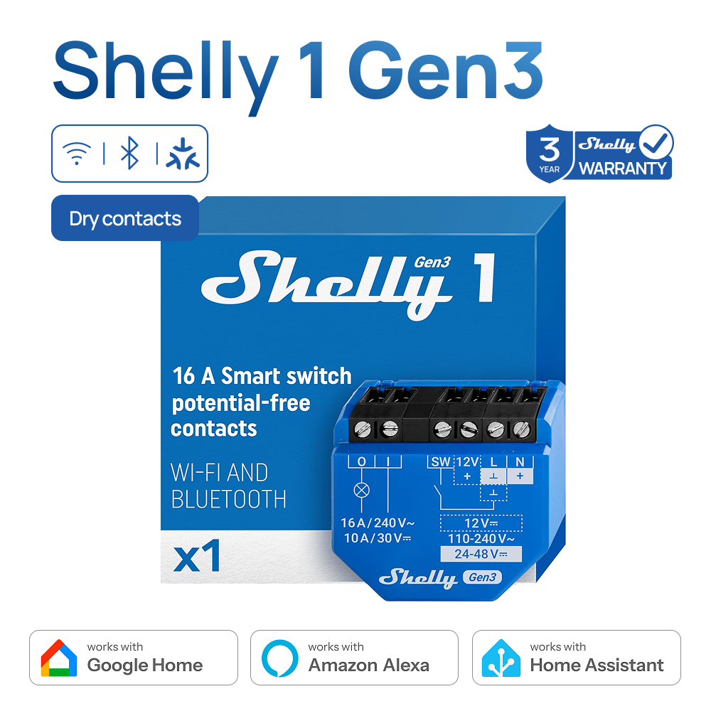 Shelly Relay Module - Interruptor Inteligente Shelly 1 Gen3 com