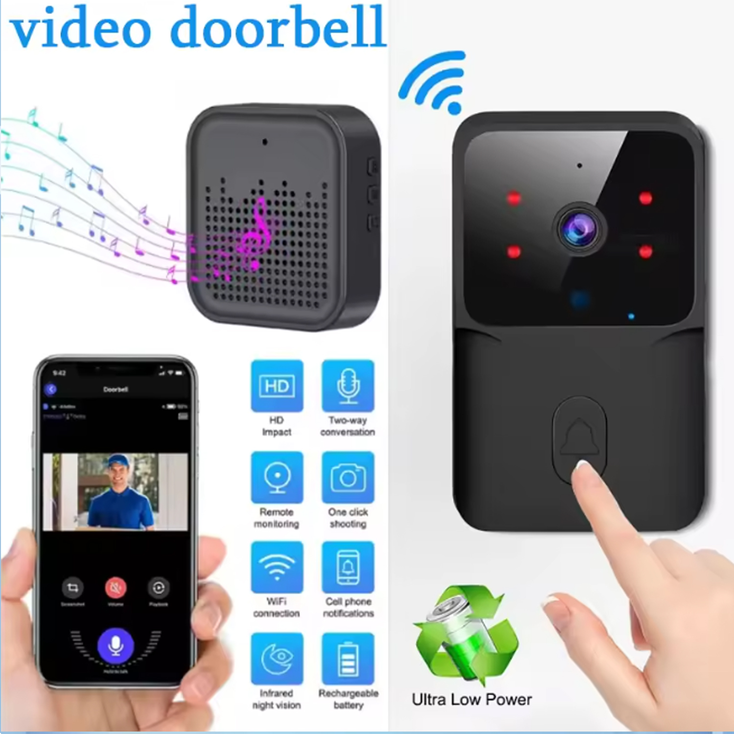 Campainha de Vídeo WiFi 2026 1 - Smart Doorbell Wired avaliação e preço