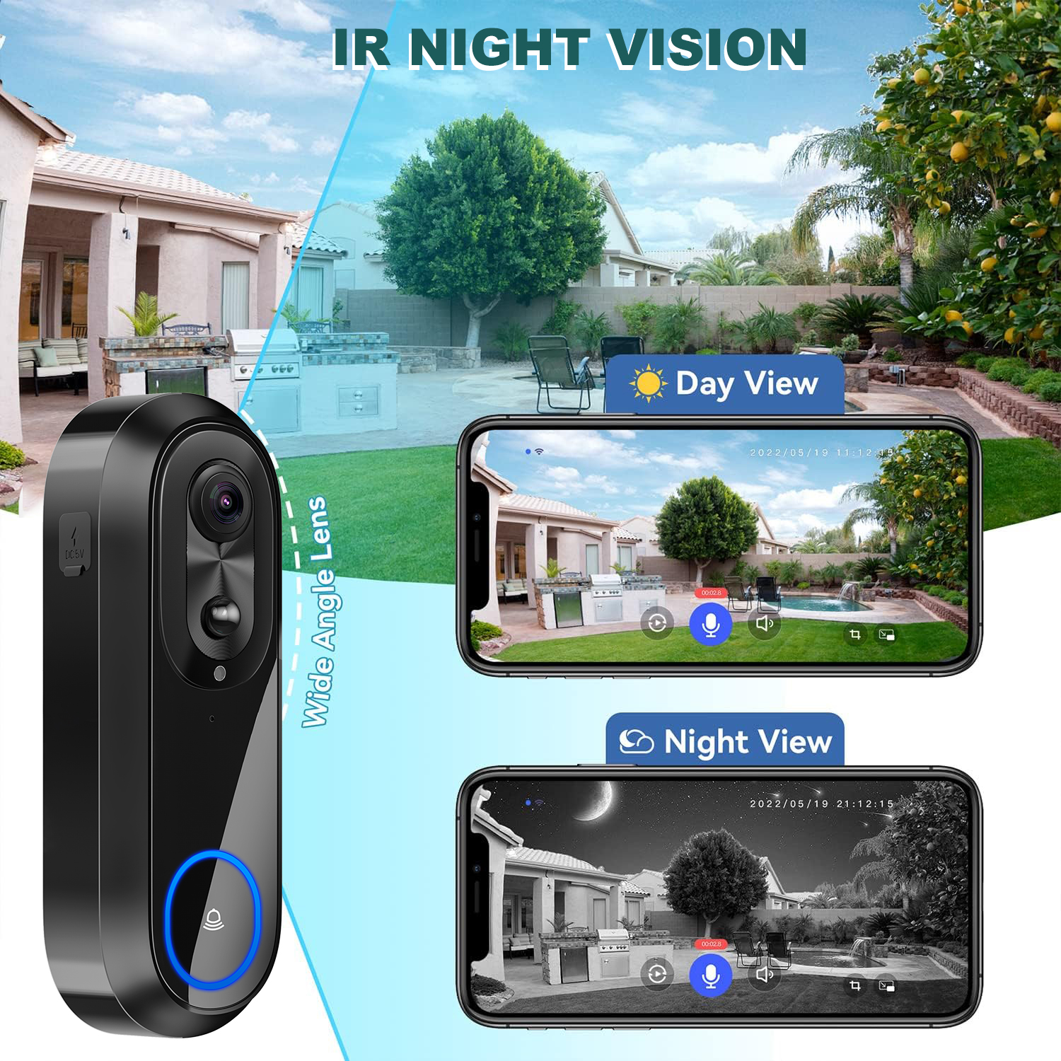 Campainha de vídeo wi-fi 5g, 2 - Smart Doorbell Wired avaliação e preço